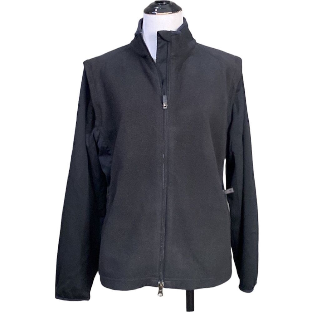 Adidas black Fleece Zip Up Jacket With Removable Sleeves